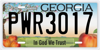 GA license plate PWR3017