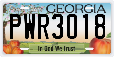 GA license plate PWR3018