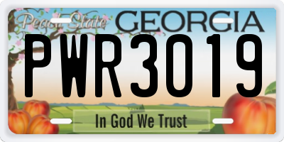 GA license plate PWR3019