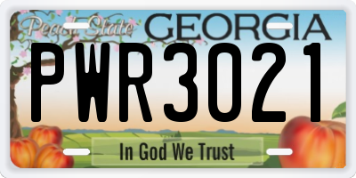 GA license plate PWR3021
