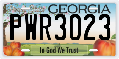 GA license plate PWR3023