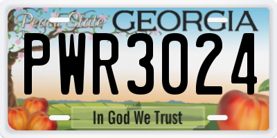 GA license plate PWR3024