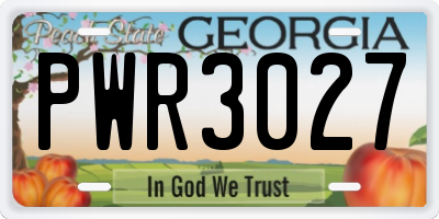 GA license plate PWR3027