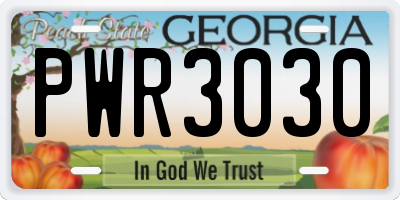 GA license plate PWR3030