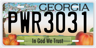 GA license plate PWR3031