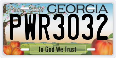 GA license plate PWR3032