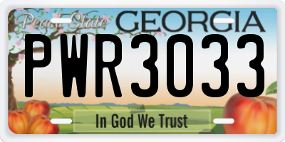 GA license plate PWR3033