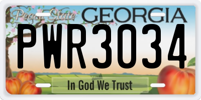 GA license plate PWR3034