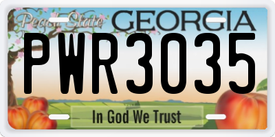 GA license plate PWR3035