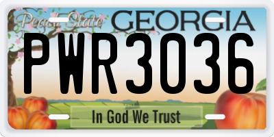 GA license plate PWR3036