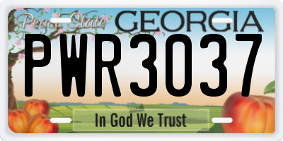 GA license plate PWR3037