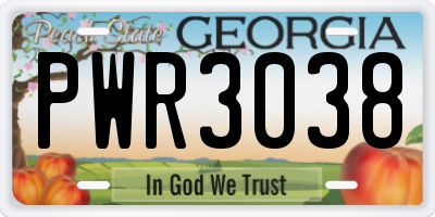 GA license plate PWR3038