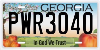 GA license plate PWR3040
