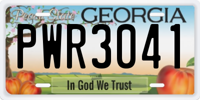 GA license plate PWR3041