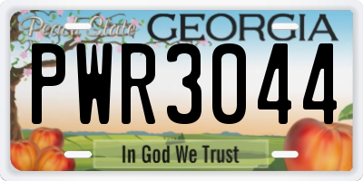 GA license plate PWR3044