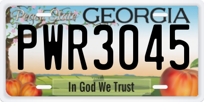 GA license plate PWR3045