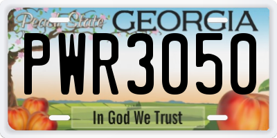 GA license plate PWR3050