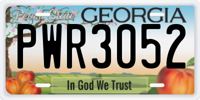 GA license plate PWR3052
