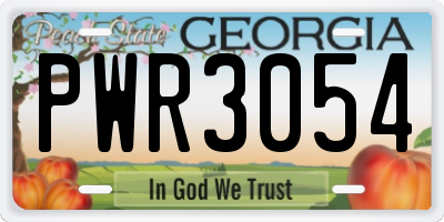 GA license plate PWR3054
