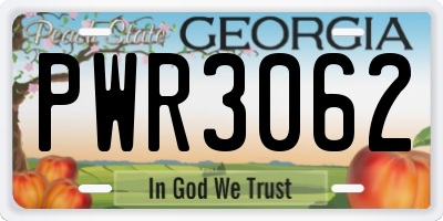 GA license plate PWR3062