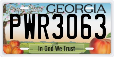 GA license plate PWR3063