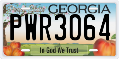 GA license plate PWR3064