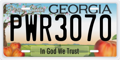 GA license plate PWR3070