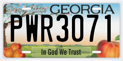 GA license plate PWR3071