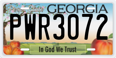GA license plate PWR3072