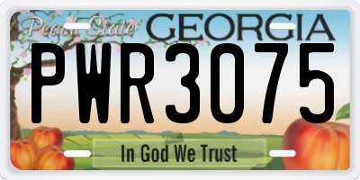 GA license plate PWR3075