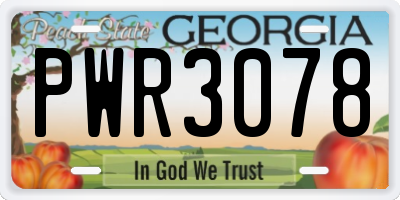GA license plate PWR3078
