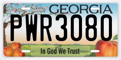GA license plate PWR3080