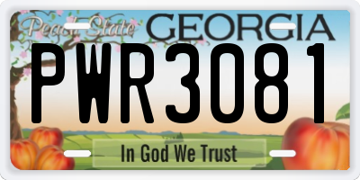 GA license plate PWR3081