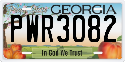 GA license plate PWR3082