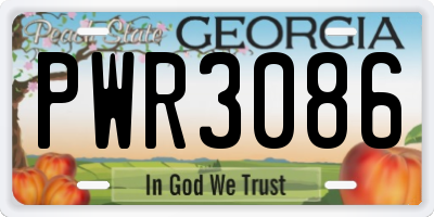 GA license plate PWR3086