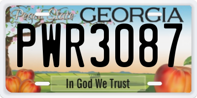 GA license plate PWR3087