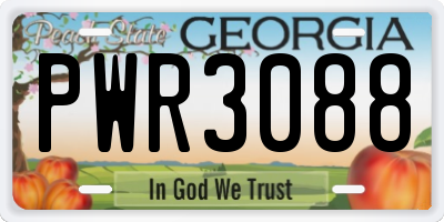 GA license plate PWR3088