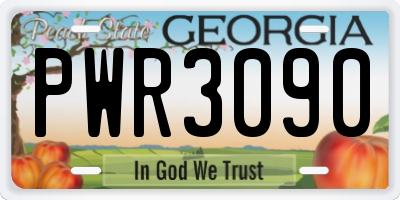 GA license plate PWR3090