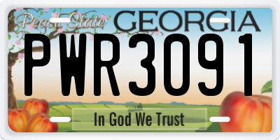 GA license plate PWR3091