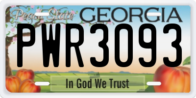 GA license plate PWR3093