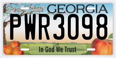 GA license plate PWR3098