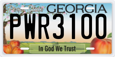 GA license plate PWR3100