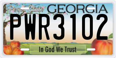 GA license plate PWR3102