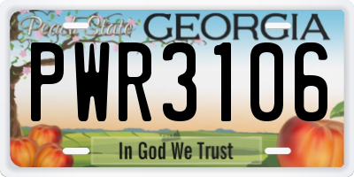 GA license plate PWR3106