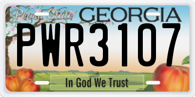 GA license plate PWR3107