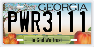 GA license plate PWR3111