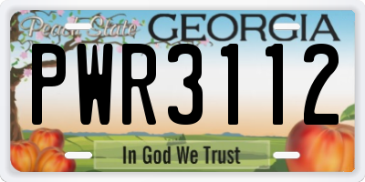 GA license plate PWR3112