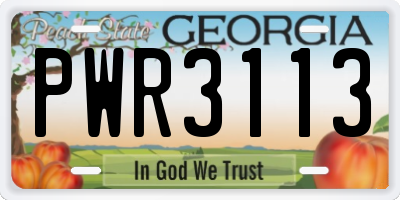 GA license plate PWR3113