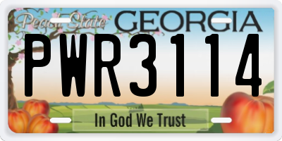 GA license plate PWR3114
