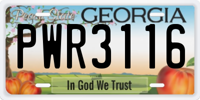 GA license plate PWR3116